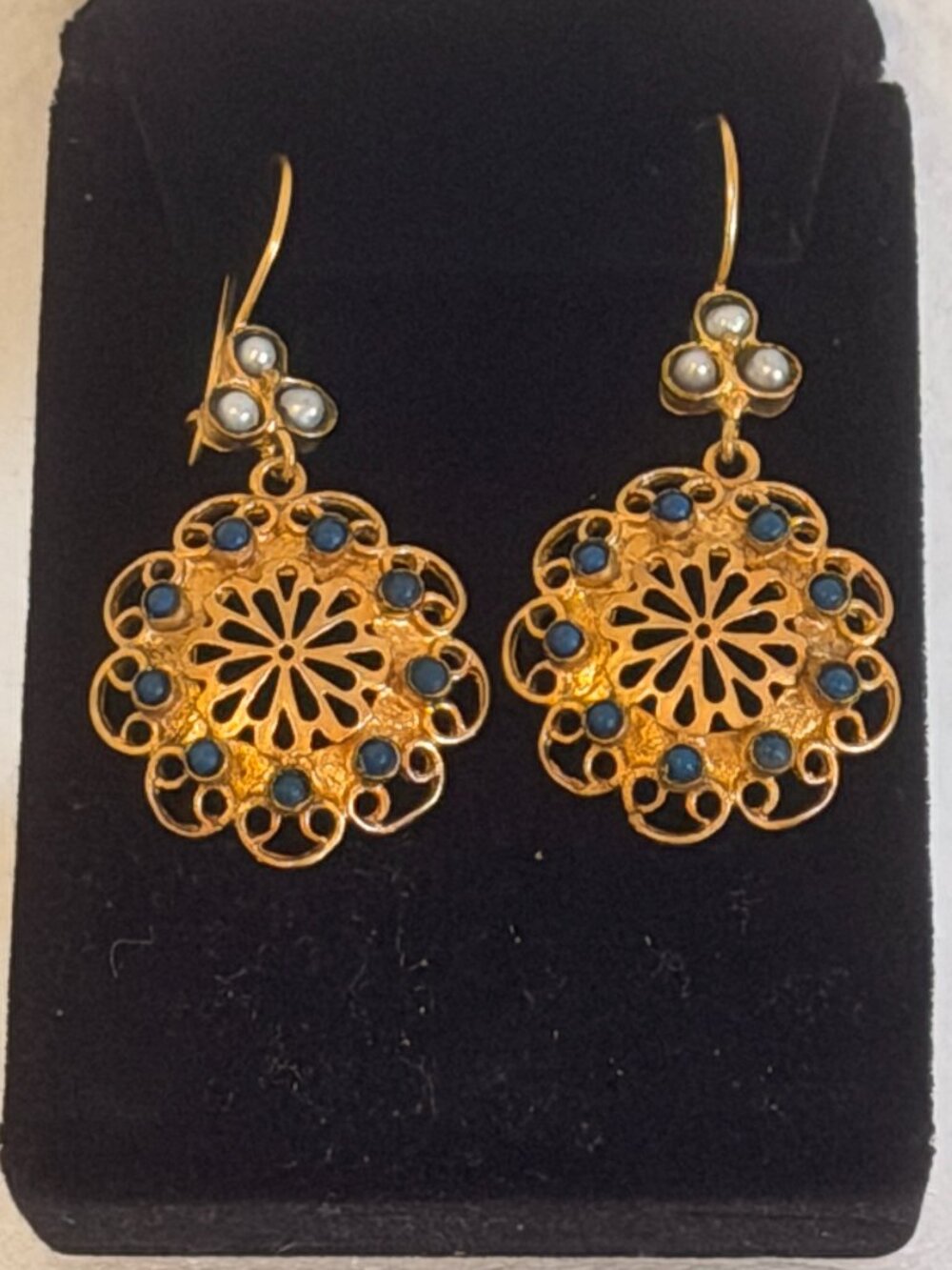 Traditional Turkish Ottoman Earrings Costume 24kt Gold over bronze